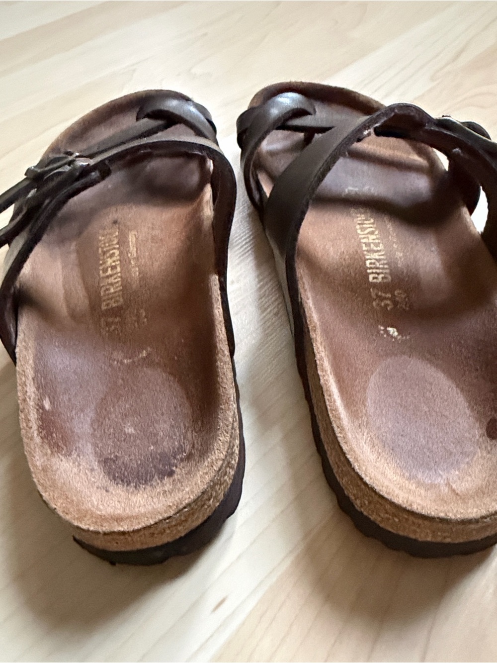 Birkenstock womens Mayari Brown Double-Strap Leather Sandals, size EU 37/ 6.5 - Picture 2 of 9